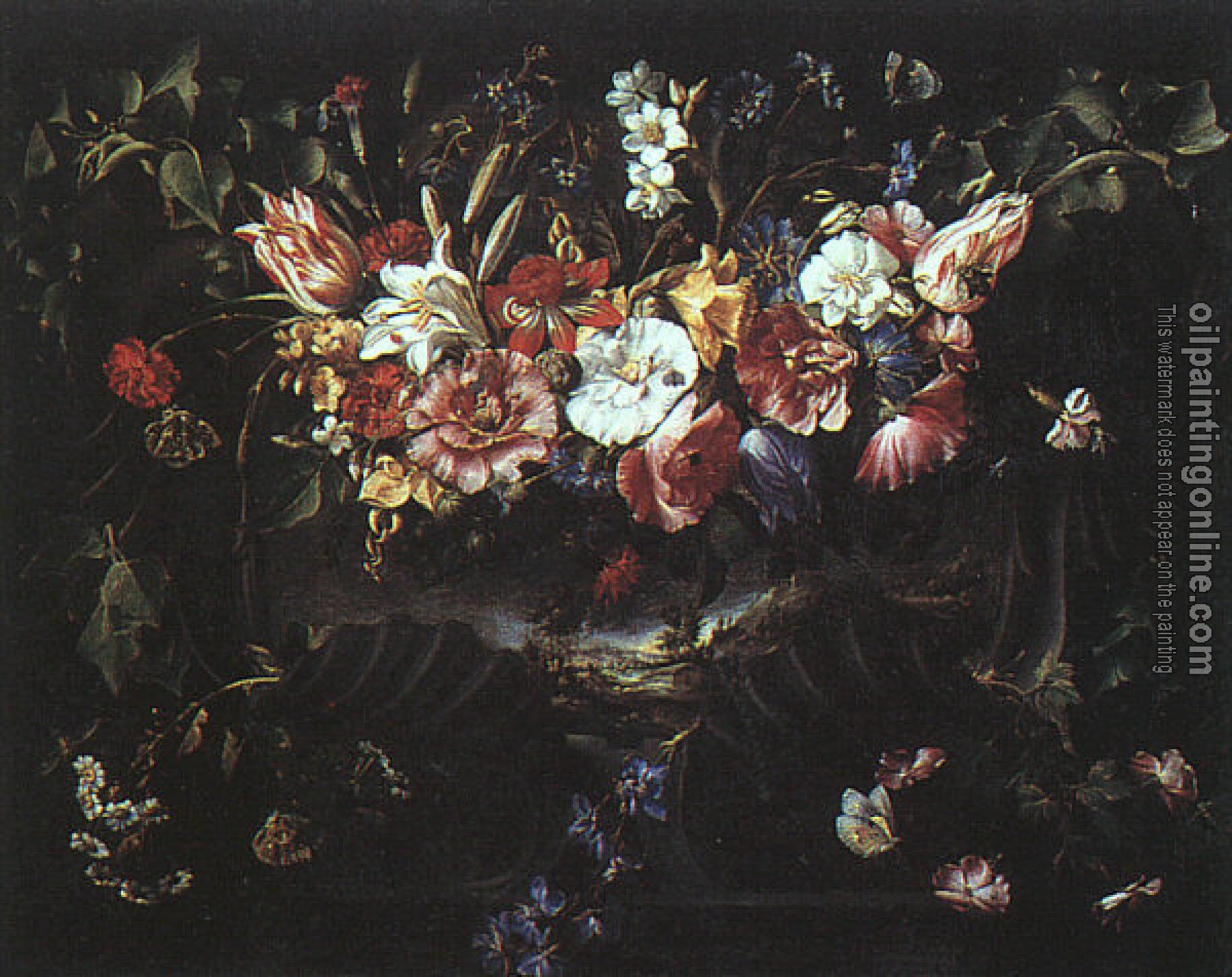 Arellano, Juan de - Graphic Garland of Flowers with Landscape